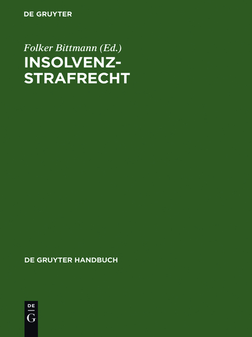 Upplýsingar um Insolvenzstrafrecht eftir Folker Bittmann - Biðlisti